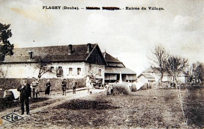 Flagey (Doubs). Entrée du village, début XXème siècle - Imprimé