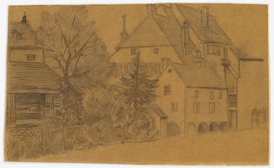 Anonyme - La maison de Courbet, n.d. - Crayon graphite et encre sur papier vélin - Inv. 1976.1.26