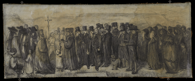Gustave Courbet (1819-1877) - Un enterrement à Ornans, 1848-1849 - Fusain - Inv. D.3980