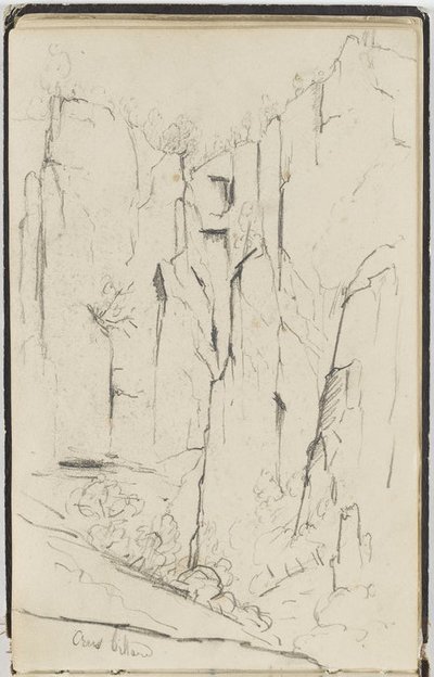Gustave Courbet (1819-1877) - Paysage rocheux (Creux Billard), n.d. - Mine de Plomb - Musée d'Orsay, conservé au musée du Louvre