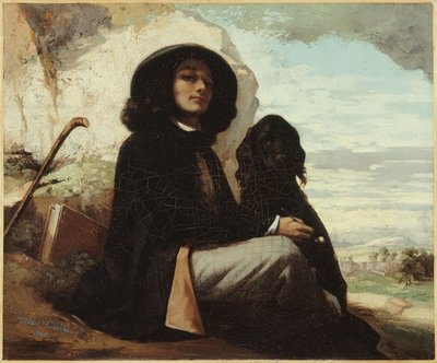 Gustave Courbet (1819-1877) - Autoportrait dit Courbet au chien noir, entre 1842 et 1844 - Huile sur toile - Petit Palais