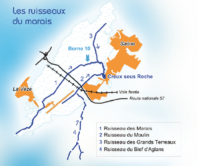 Carte du réseau hydrographique du marais
