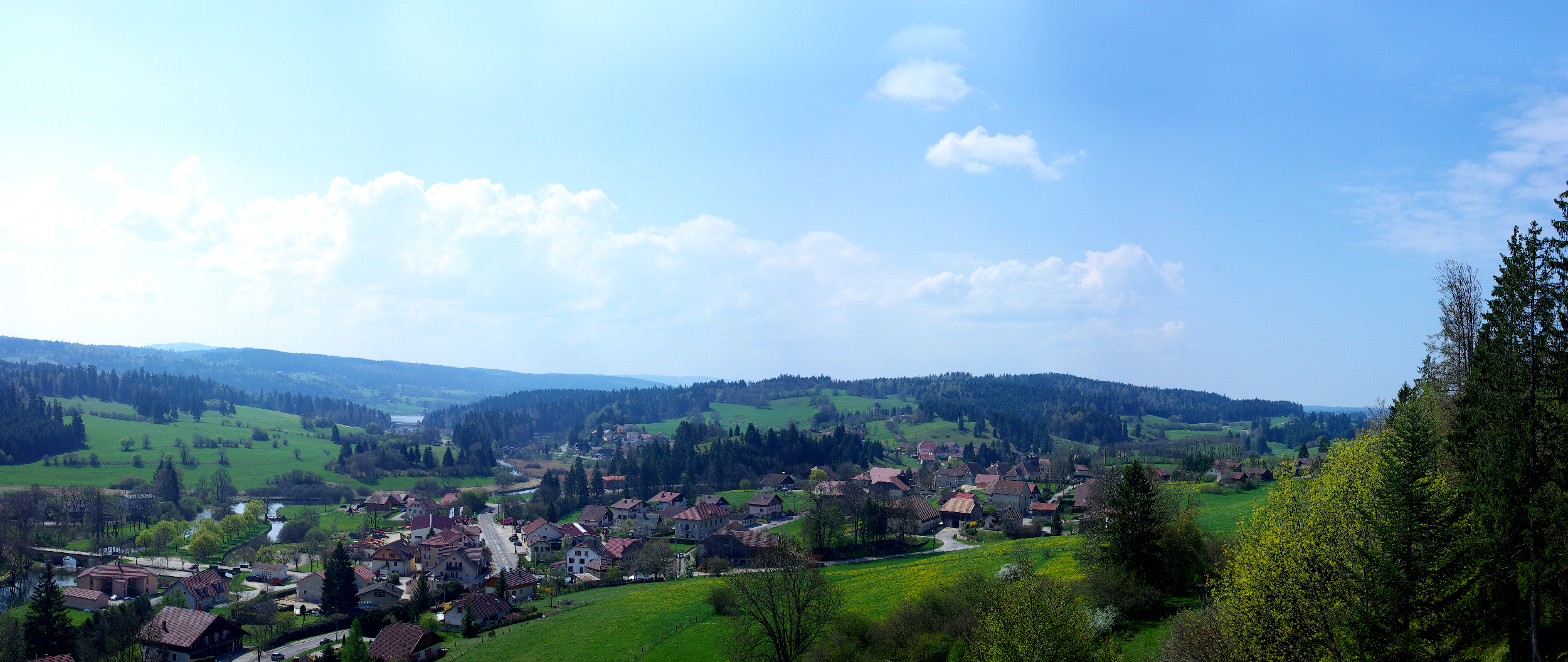 Vue sur le Lac de Saint-Point et le village d'Oye-et-Pallet